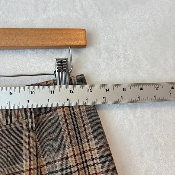 Reformation womens brown Franklin Tartan Plaid wide leg pants trousers size 0 - Picture 4 of 10